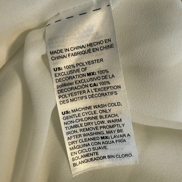 White House Black Market Bow-Neck Pleated Blouse Womens Size 12 White/Black - Picture 8 of 8